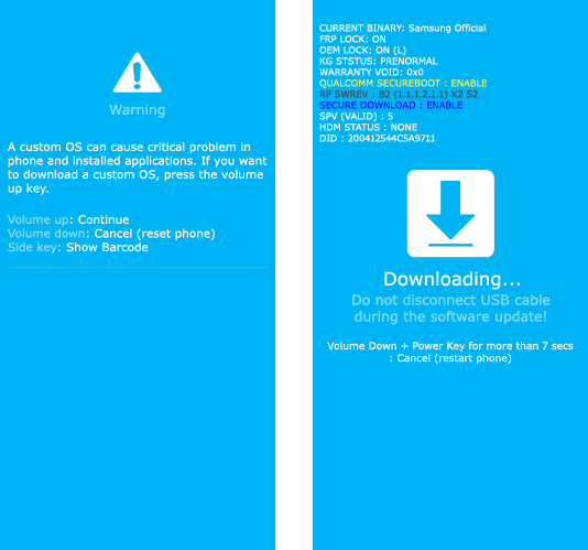 Samsung Warning Download Mode